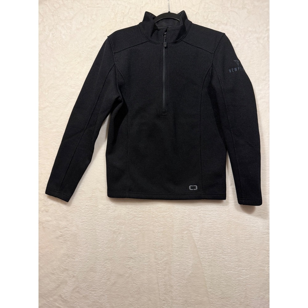 OGIO Mens Black Quarter Zip Pullover Textured Knit Sweater OG729 XS